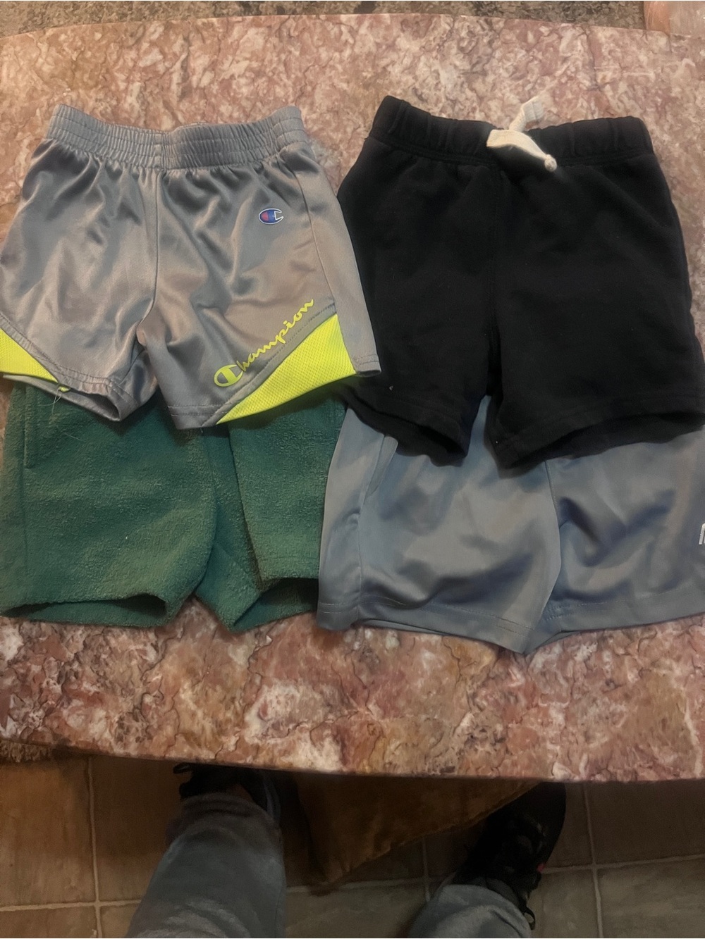 Champion Gray and Neon Yellow Athletic Shorts for Kids